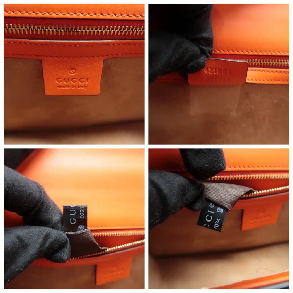 GUCCI Sylvie Orange Leather Shoulder Bag 837-061425 - Picture 11 of 12